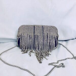 Aldo Rhinestone Fringe Evening Clutch